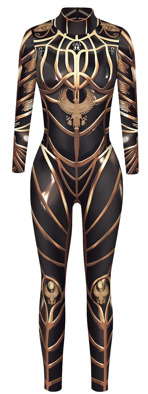 8123 Halloween Cosplay Bodysuit High Neck 3D Skinny Costume Long Sleeve